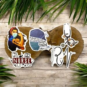 NEW 5 Nurse / RN / Stethoscope Waterproof Vinyl Stickers